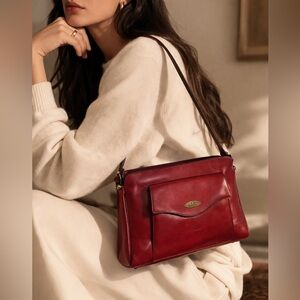 Vintage Etienne Aigner Handmade Oxblood Red Leather Shoulder Bag Purse RARE EUC